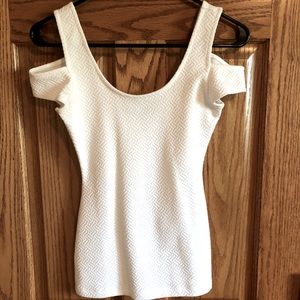 Guess white cut out textured top